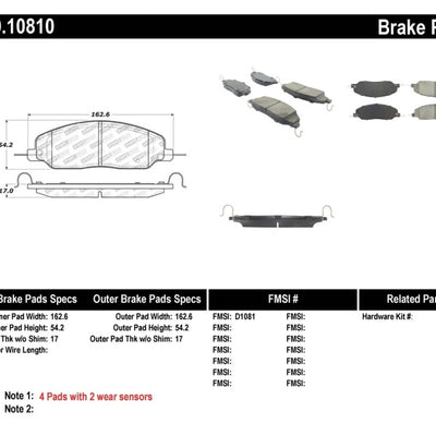 StopTech Performance 05-09 Ford Mustang Cobra/Mach 1 V6/GT / 10 Shelby/Shelby GT Front Brake Pads