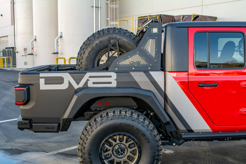 DV8 Offroad 2019+ Jeep Gladiator Universal Stand Up In-Bed Tire Carrier DV8 Offroad 2019+ Jeep Gladiator Universal Stand Up In-Bed Tire Carrier