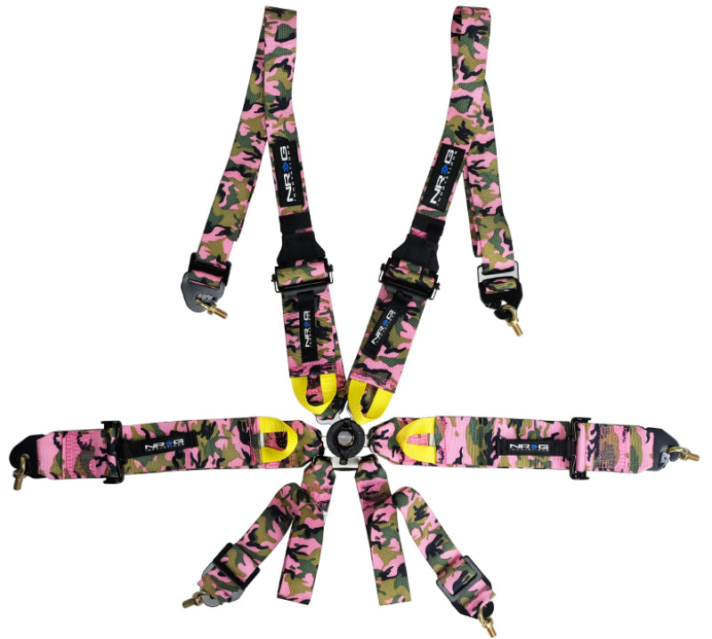 NRG FIA 6pt 2in. Shoulder Belt for HANS Device/ Rotary Cam Lock Buckle/ 3in. Waist Belt - Pink Camo NRG FIA 6pt 2in. Shoulder Belt for HANS Device/ Rotary Cam Lock Buckle/ 3in. Waist Belt - Pink Camo