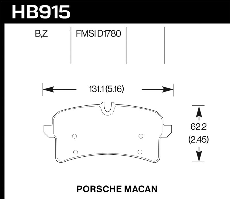 Hawk 15-18 Porsche Macan Performance Ceramic Rear Brake Pads Hawk 15-18 Porsche Macan Performance Ceramic Rear Brake Pads