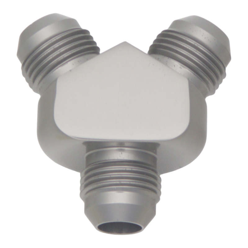 DeatschWerks 8AN Male Flare + 8AN Male Flare To 8AN Male Flare Y-Block Fitting DeatschWerks 8AN Male Flare + 8AN Male Flare To 8AN Male Flare Y-Block Fitting
