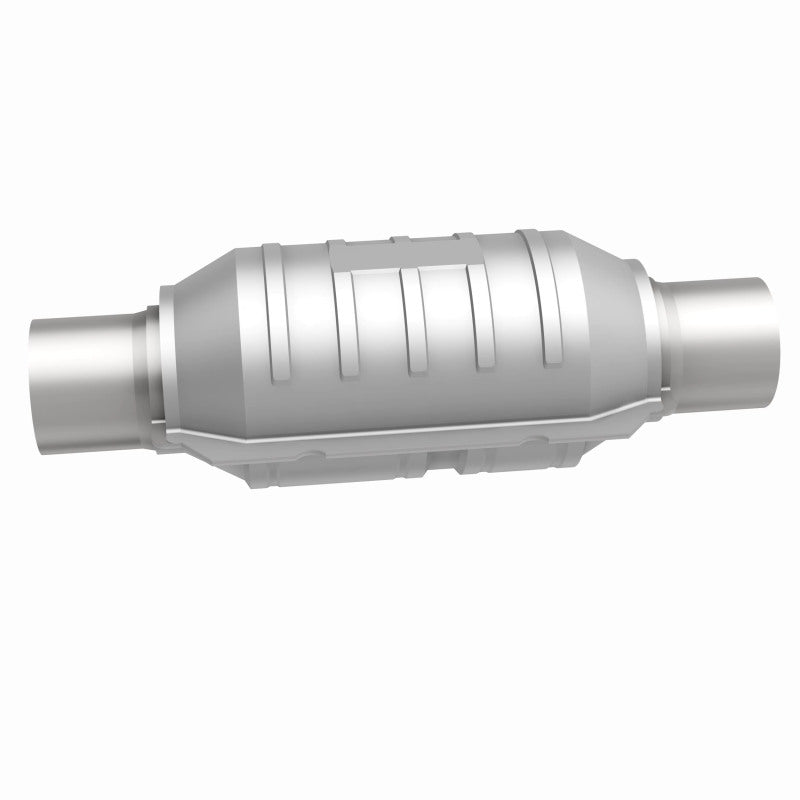 MagnaFlow Conv Univ 2.25in Inlet/Outlet Center/Center Round 9in Body L x 5.125in W x 13in Overall L MagnaFlow Conv Univ 2.25in Inlet/Outlet Center/Center Round 9in Body L x 5.125in W x 13in Overall L