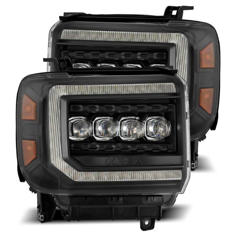 AlphaRex 14-18 GMC Sierra NOVA LED Proj Headlights Plank Style Black w/Activ Light/Seq Signal/DRL AlphaRex 14-18 GMC Sierra NOVA LED Proj Headlights Plank Style Black w/Activ Light/Seq Signal/DRL