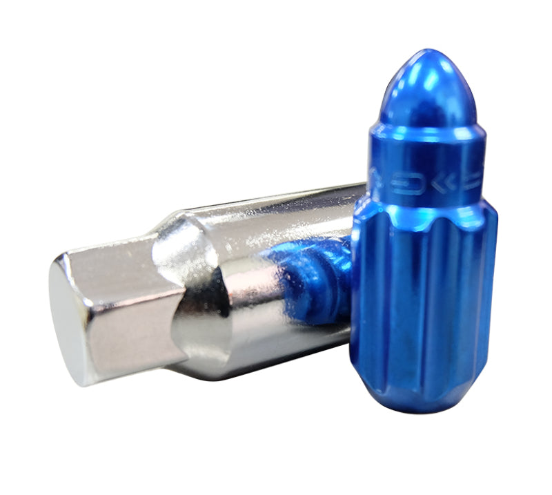NRG 500 Series M12 X 1.5 Bullet Shape Steel Lug Nut Set - 21 Pc w/Lock Key - Blue NRG 500 Series M12 X 1.5 Bullet Shape Steel Lug Nut Set - 21 Pc w/Lock Key - Blue