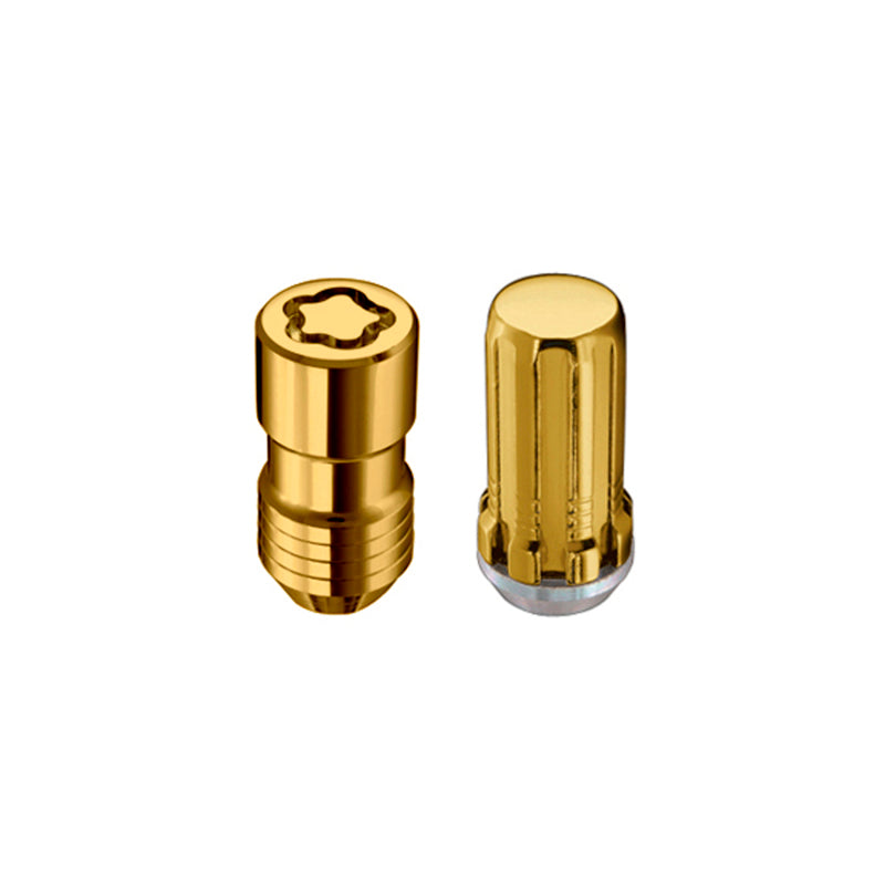 McGard SplineDrive Tuner 6 Lug Install Kit w/Locks & Tool (Cone) M14X1.5 / 1in. Hex - Gold McGard SplineDrive Tuner 6 Lug Install Kit w/Locks & Tool (Cone) M14X1.5 / 1in. Hex - Gold