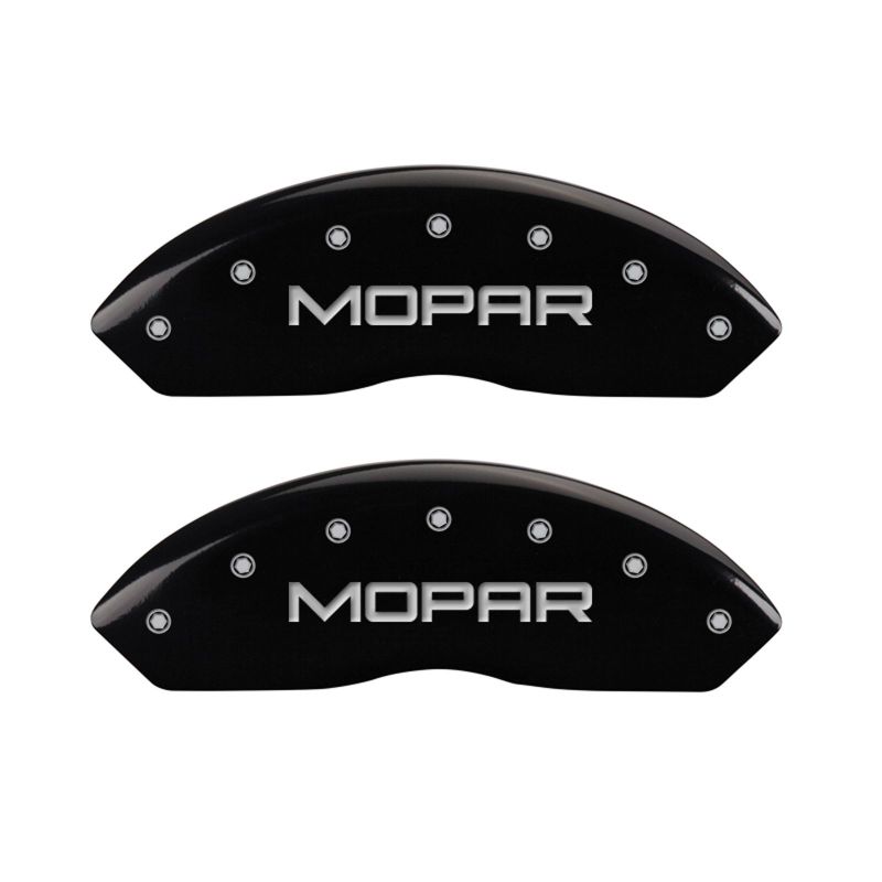 MGP 4 Caliper Covers Engraved Front & Rear MOPAR Black finish silver ch MGP 4 Caliper Covers Engraved Front & Rear MOPAR Black finish silver ch