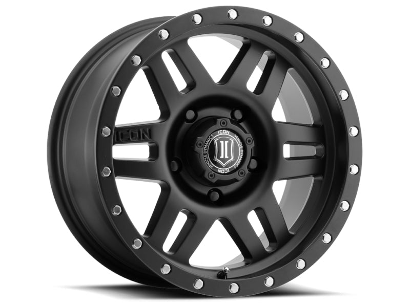 ICON Six Speed 17x8.5 6x5.5 0mm Offset 4.75in BS 108mm Bore Satin Black Wheel ICON Six Speed 17x8.5 6x5.5 0mm Offset 4.75in BS 108mm Bore Satin Black Wheel