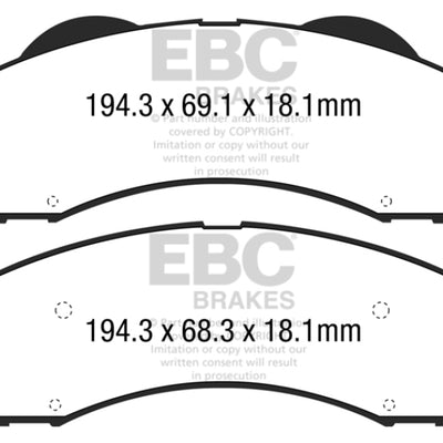 EBC 15+ Ford F150 2.7 Twin Turbo (2WD) Extra Duty Front Brake Pads
