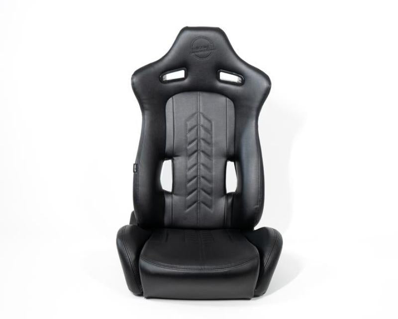NRG Reclinable Sport Seats (Pair) The Arrow Black Vinyl w/ Pressed NRG logo w/ Black Stitch NRG Reclinable Sport Seats (Pair) The Arrow Black Vinyl w/ Pressed NRG logo w/ Black Stitch