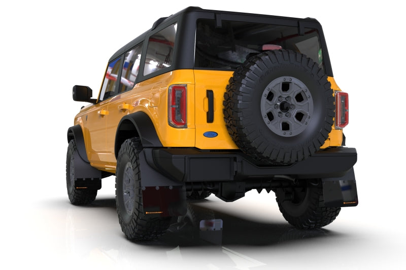 Rally Armor 21-24 Ford Bronco (Plstc Bmpr + RB - NO Rptr/Sprt) Blk Mud Flap w/Area Blue Logo Rally Armor 21-24 Ford Bronco (Plstc Bmpr + RB - NO Rptr/Sprt) Blk Mud Flap w/Area Blue Logo