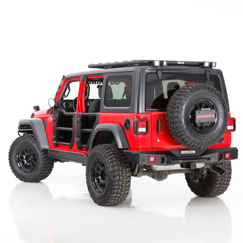 Go Rhino 08-22 Jeep Wrangler JL/JLU Body Mount Spare Tire Carrier - Tex. Blk Go Rhino 08-22 Jeep Wrangler JL/JLU Body Mount Spare Tire Carrier - Tex. Blk