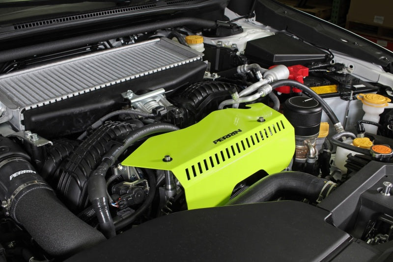 PERRIN 22-25 Subaru WRX Pulley Cover - Neon Yellow (TALL - For Use w/o PERRIN AOS) PERRIN 22-25 Subaru WRX Pulley Cover - Neon Yellow (TALL - For Use w/o PERRIN AOS)