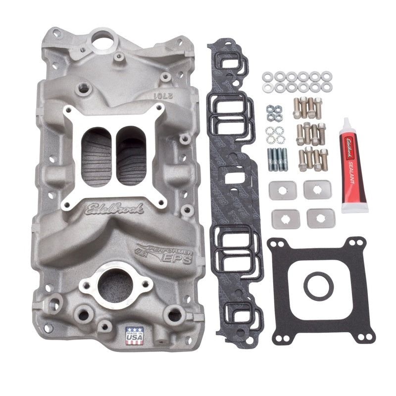 Edelbrock Manifold w/ Installation Kit Performer Eps SBC 1957-1986 Natural Finish Edelbrock Manifold w/ Installation Kit Performer Eps SBC 1957-1986 Natural Finish
