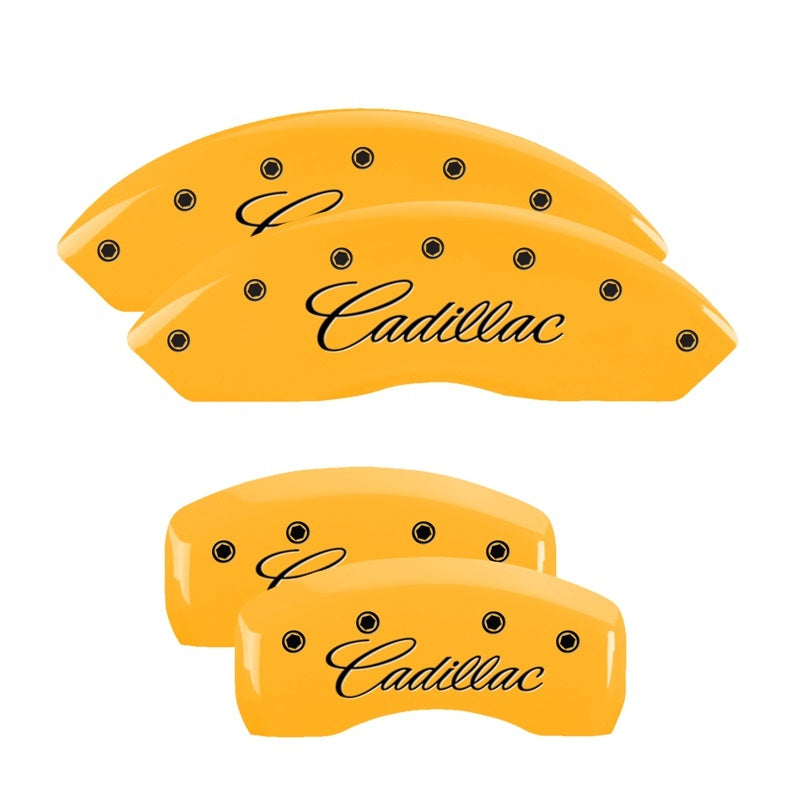 MGP 4 Caliper Covers Engraved F & R Cursive/Cadillac Yellow Finish Black Char 2004 Cadillac CTS MGP 4 Caliper Covers Engraved F & R Cursive/Cadillac Yellow Finish Black Char 2004 Cadillac CTS