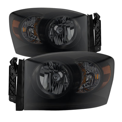 xTune Dodge Ram 1500 06-08 Amber Crystal Headlights Black Smoked HD-JH-DR06-AM-BSM