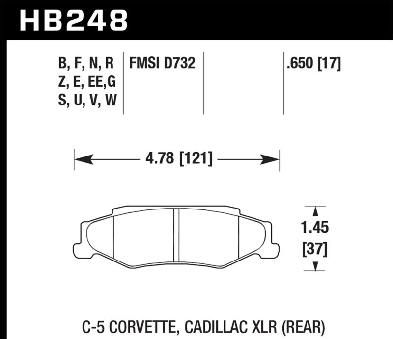 Hawk 97-06 Corvette (incl C5 Z06) HPS Street Rear Brake Pads Hawk 97-06 Corvette (incl C5 Z06) HPS Street Rear Brake Pads