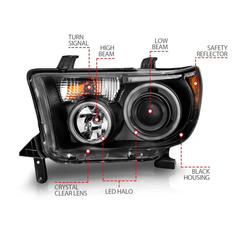 ANZO 2007-2013 Toyota Tundra Projector Headlights w/ Halo Black (CCFL) ANZO 2007-2013 Toyota Tundra Projector Headlights w/ Halo Black (CCFL)