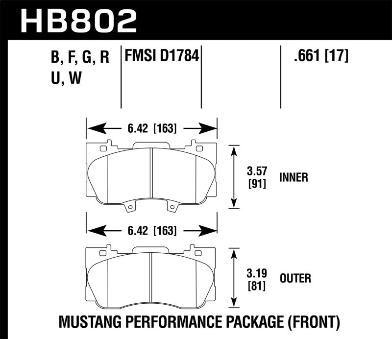 Hawk 15-17 Ford Mustang Performance Package HPS 5.0 Front Brake Pads Hawk 15-17 Ford Mustang Performance Package HPS 5.0 Front Brake Pads