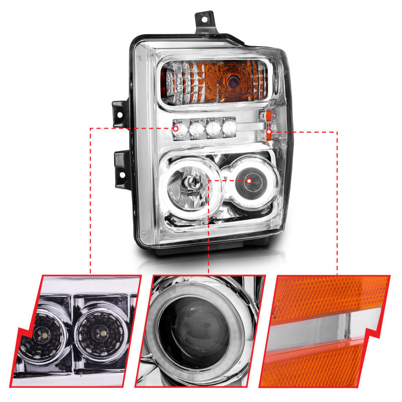 ANZO 2008-2010 Ford F-250 Projector Headlights w/ Halo Chrome (CCFL) ANZO 2008-2010 Ford F-250 Projector Headlights w/ Halo Chrome (CCFL)