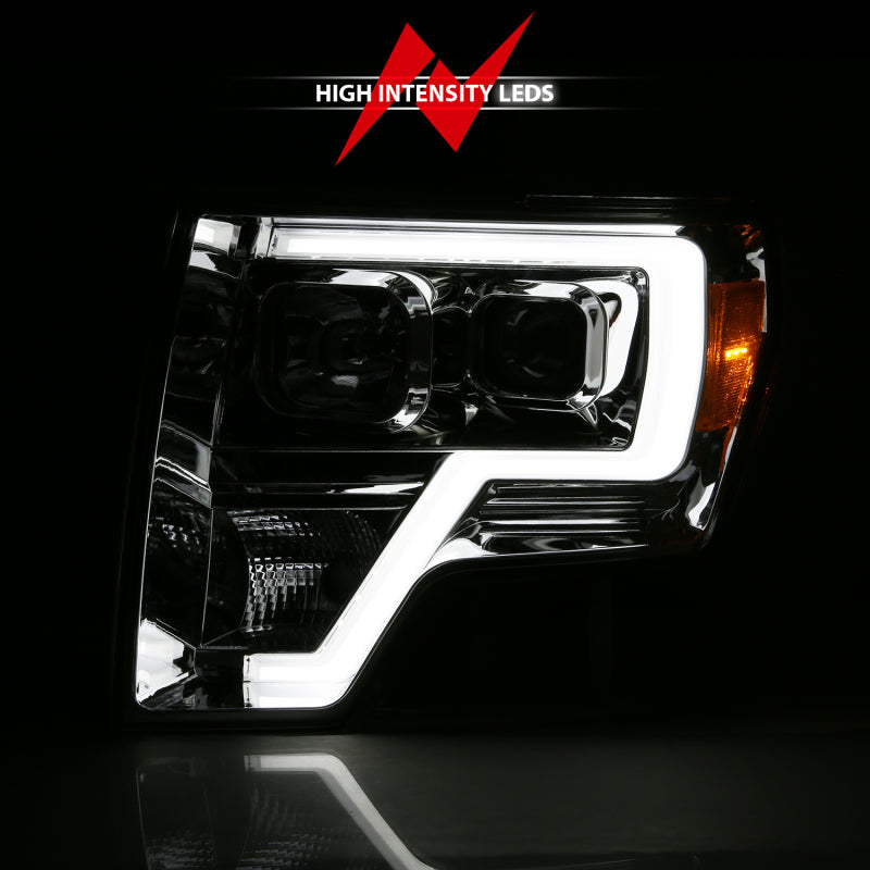 ANZO 2009-2014 Ford F-150 Projector Headlight Plank Style Chrome Amber ANZO 2009-2014 Ford F-150 Projector Headlight Plank Style Chrome Amber