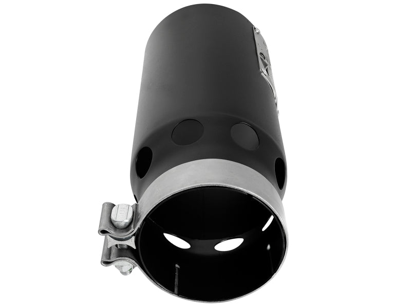 aFe SATURN 4S 4in SS Intercooled Exhaust Tip - Black 4in In x 5in Out x 12in L Bolt-On aFe SATURN 4S 4in SS Intercooled Exhaust Tip - Black 4in In x 5in Out x 12in L Bolt-On