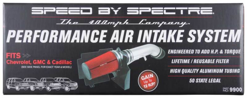 Spectre 99-07 GM Truck V8-4.8/5.3/6.0L F/I Air Intake Kit - Clear Anodized w/Red Filter Spectre 99-07 GM Truck V8-4.8/5.3/6.0L F/I Air Intake Kit - Clear Anodized w/Red Filter