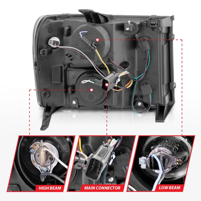 ANZO 2007-2013 Gmc Sierra 1500 Projector Headlights w/ Halo Black ANZO 2007-2013 Gmc Sierra 1500 Projector Headlights w/ Halo Black