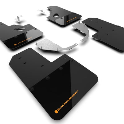 Rally Armor 21-25 Ford Bronco (Steel Bmpr + RR- NO Rptr/Sprt) Blk Mud Flap w/Cy Orange Logo
