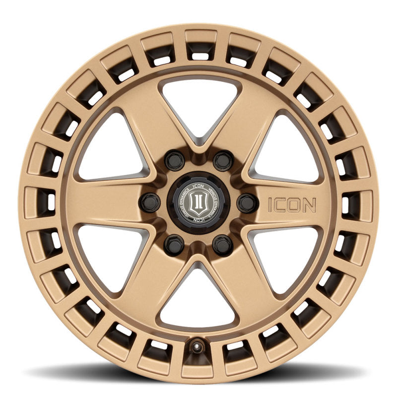ICON Raider 17x8.5 6x5.5 0mm Offset 4.75in BS Satin Brass Wheel ICON Raider 17x8.5 6x5.5 0mm Offset 4.75in BS Satin Brass Wheel