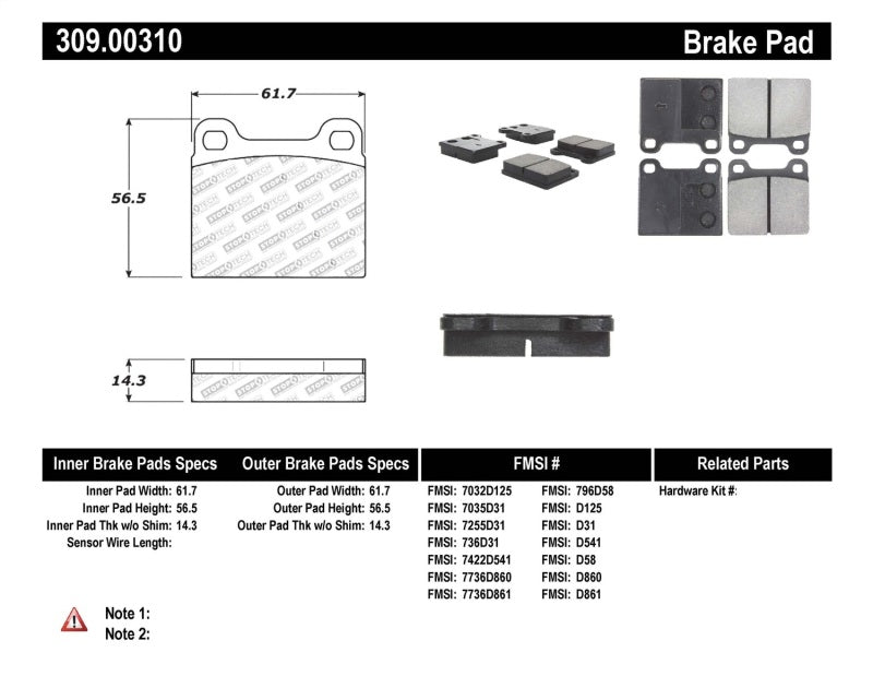 StopTech Performance 98-04 Volvo C70/98-00 V70 Rear Brake Pads StopTech Performance 98-04 Volvo C70/98-00 V70 Rear Brake Pads