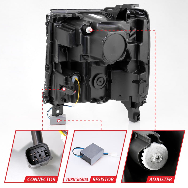 ANZO 16-18 Chevrolet Silverado 1500 LED Projector Headlights w/Plank Style Switchback Chrome w/Amber ANZO 16-18 Chevrolet Silverado 1500 LED Projector Headlights w/Plank Style Switchback Chrome w/Amber