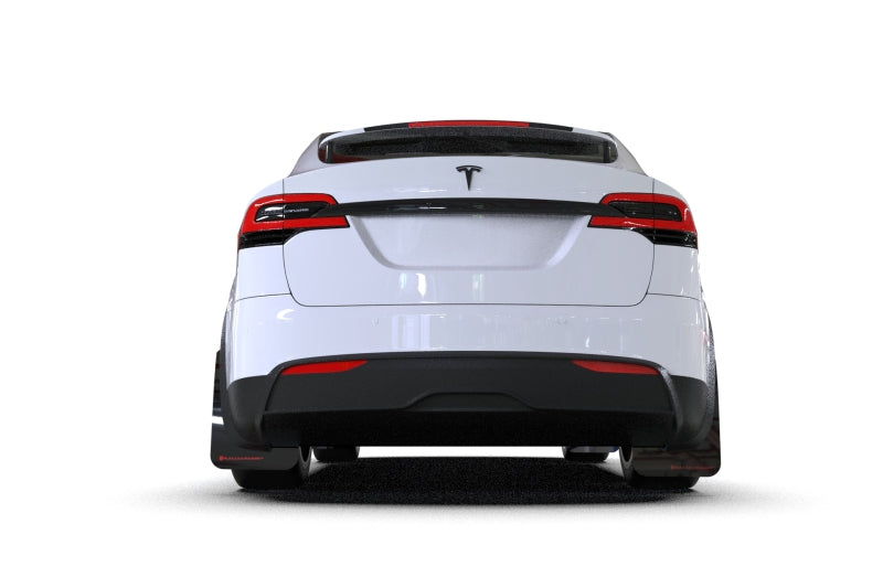 Rally Armor 22-26 Tesla Model X Black UR Mud Flap - Metallic Black Logo Rally Armor 22-26 Tesla Model X Black UR Mud Flap - Metallic Black Logo