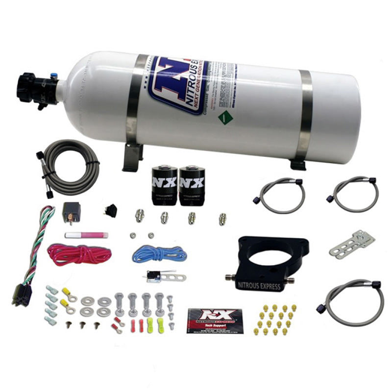 Nitrous Express GM LS 78mm 3-Bolt Nitrous Plate Kit (50-350HP) w/15lb Bottle Nitrous Express GM LS 78mm 3-Bolt Nitrous Plate Kit (50-350HP) w/15lb Bottle