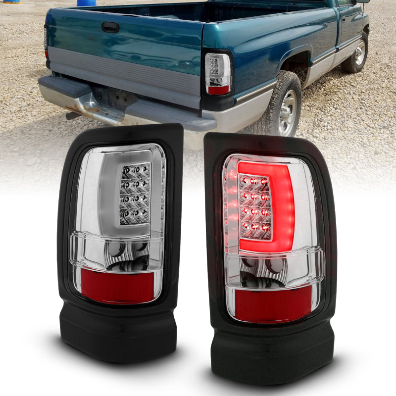 ANZO 1994-2001 Dodge Ram 1500 LED Taillights Plank Style Chrome w/ Clear Lens ANZO 1994-2001 Dodge Ram 1500 LED Taillights Plank Style Chrome w/ Clear Lens