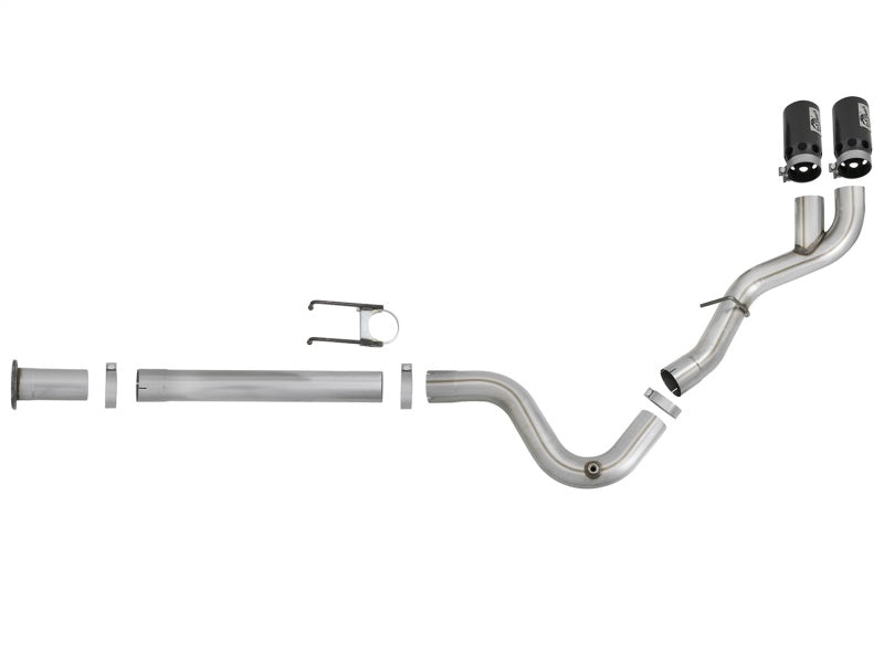 aFe Rebel XD 4in SS DPF-Back Exhaust 17-18 FOrd Diesel Trucks V8-6.7L (td) w/ Dual Black Tips aFe Rebel XD 4in SS DPF-Back Exhaust 17-18 FOrd Diesel Trucks V8-6.7L (td) w/ Dual Black Tips