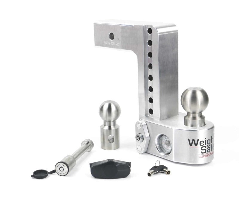 Weigh Safe 8in Drop Hitch w/Built-in Scale & 2.5in Shank (10K/18.5K GTWR) w/WS05 - Aluminum Weigh Safe 8in Drop Hitch w/Built-in Scale & 2.5in Shank (10K/18.5K GTWR) w/WS05 - Aluminum