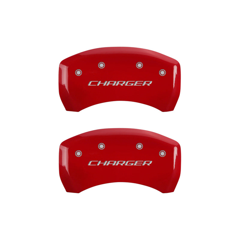 MGP 4 Caliper Covers Engraved Front & Rear Block/Charger Red finish silver ch MGP 4 Caliper Covers Engraved Front & Rear Block/Charger Red finish silver ch