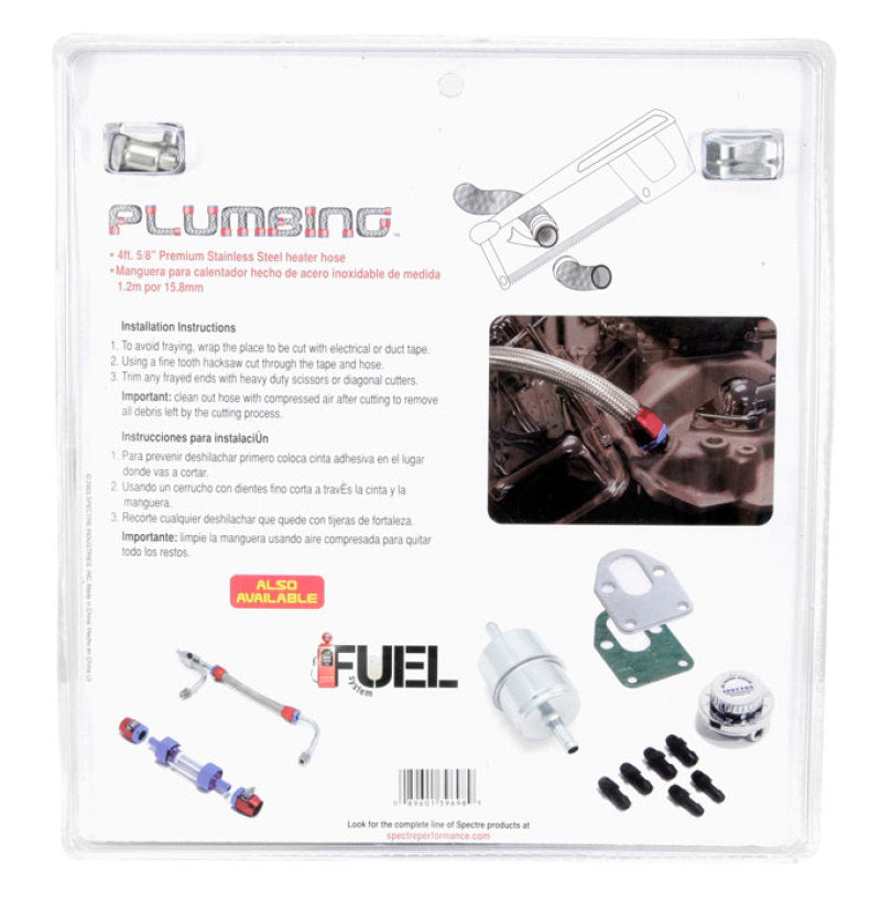 Spectre Stainless Steel Flex Heater Hose Kit 5/8in. Diameter - 4ft. Chrome Spectre Stainless Steel Flex Heater Hose Kit 5/8in. Diameter - 4ft. Chrome