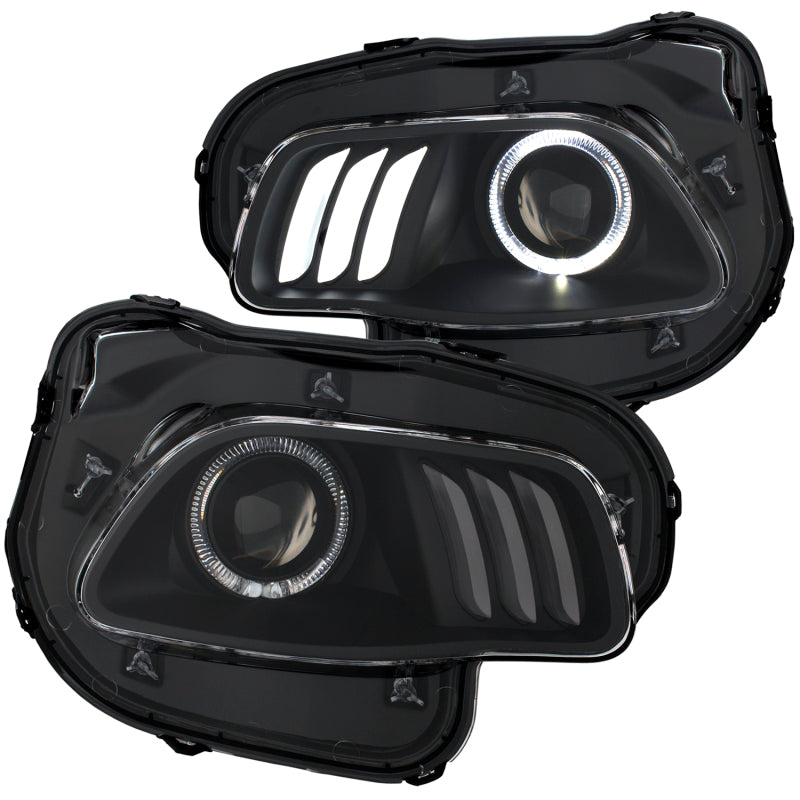 ANZO 2014-2016 Jeep Cherokee Projector Headlights Black clear w/ white and Red ANZO 2014-2016 Jeep Cherokee Projector Headlights Black clear w/ white and Red