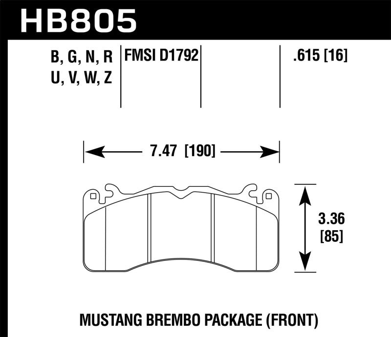 Hawk 15-17 Ford Mustang Brembo Package HP Plus Front Brake Pads Hawk 15-17 Ford Mustang Brembo Package HP Plus Front Brake Pads