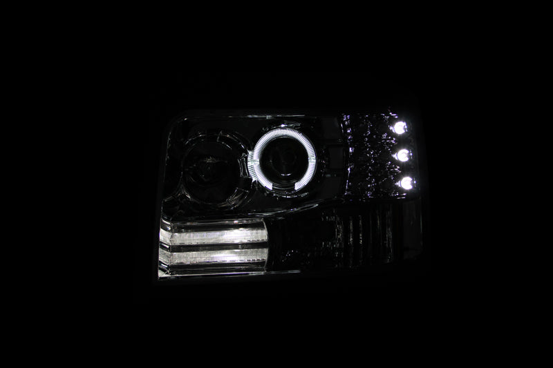 ANZO 1992-1996 Ford F-150 Projector Headlights w/ Halo Chrome w/ Side Markers and Parking Lights ANZO 1992-1996 Ford F-150 Projector Headlights w/ Halo Chrome w/ Side Markers and Parking Lights