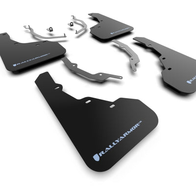 Rally Armor 22-24 Hyundai Santa Cruz Black Mud Flap w/Light Blue Logo