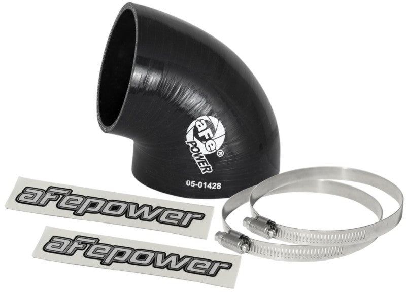 aFe Magnum FORCE CAI Univ. Silicone (3.5in to 3in ID / 75 Deg.) Elbow Reducing Coupler - Black aFe Magnum FORCE CAI Univ. Silicone (3.5in to 3in ID / 75 Deg.) Elbow Reducing Coupler - Black
