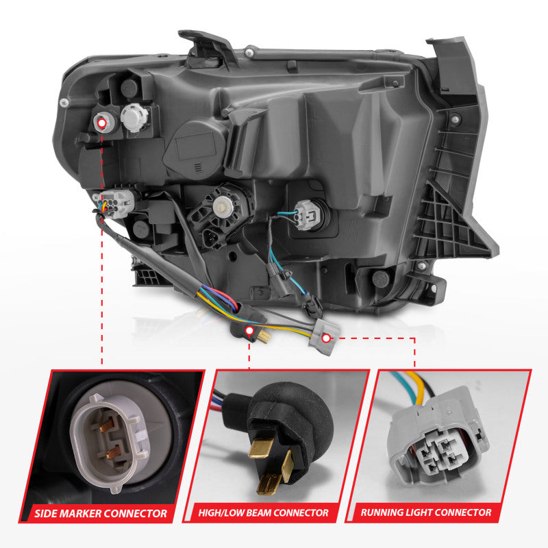 ANZO 14-21 Toyota Tundra (OE Halogen w/LED DRL) LED Crystal Headlights w/ Switchback & DRL - Blk ANZO 14-21 Toyota Tundra (OE Halogen w/LED DRL) LED Crystal Headlights w/ Switchback & DRL - Blk