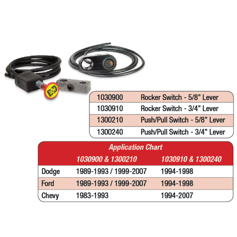 BD Diesel Push/Pull Switch Kit Exhaust Brake - 3/4in Manual Lever BD Diesel Push/Pull Switch Kit Exhaust Brake - 3/4in Manual Lever