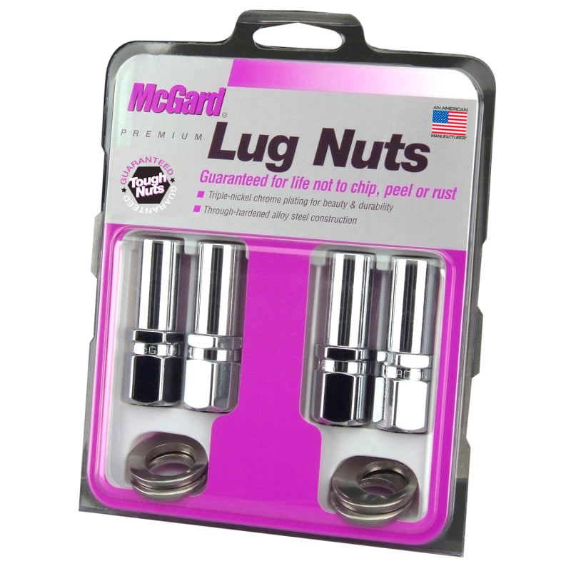 McGard Hex Lug Nut (Drag Racing X-Long Shank) 7/16-20 / 13/16 Hex / 2.475in. Length (4-Pk) - Chrome McGard Hex Lug Nut (Drag Racing X-Long Shank) 7/16-20 / 13/16 Hex / 2.475in. Length (4-Pk) - Chrome