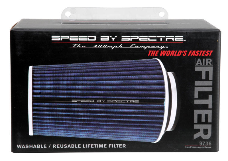 Spectre Adjustable Conical Air Filter 9-1/2in. Tall (Fits 3in. / 3-1/2in. / 4in. Tubes) - Blue Spectre Adjustable Conical Air Filter 9-1/2in. Tall (Fits 3in. / 3-1/2in. / 4in. Tubes) - Blue