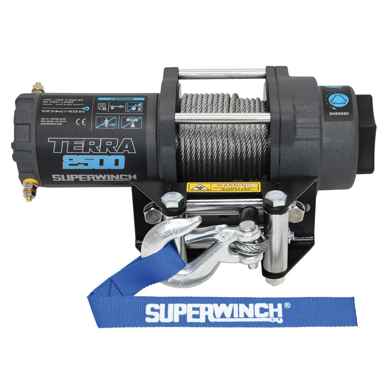 Superwinch 2500 LBS 12V DC 3/16in x 40ft Steel Rope Terra 2500 Winch - Gray Wrinkle Superwinch 2500 LBS 12V DC 3/16in x 40ft Steel Rope Terra 2500 Winch - Gray Wrinkle