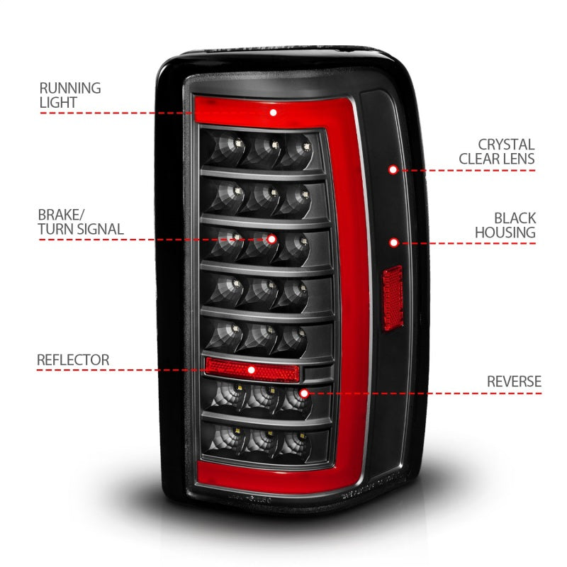 ANZO 00-06 Chevrolet Tahoe / GMC Yukon Full LED Taillights w/ Lightbar Black Housing/Clear Lens ANZO 00-06 Chevrolet Tahoe / GMC Yukon Full LED Taillights w/ Lightbar Black Housing/Clear Lens