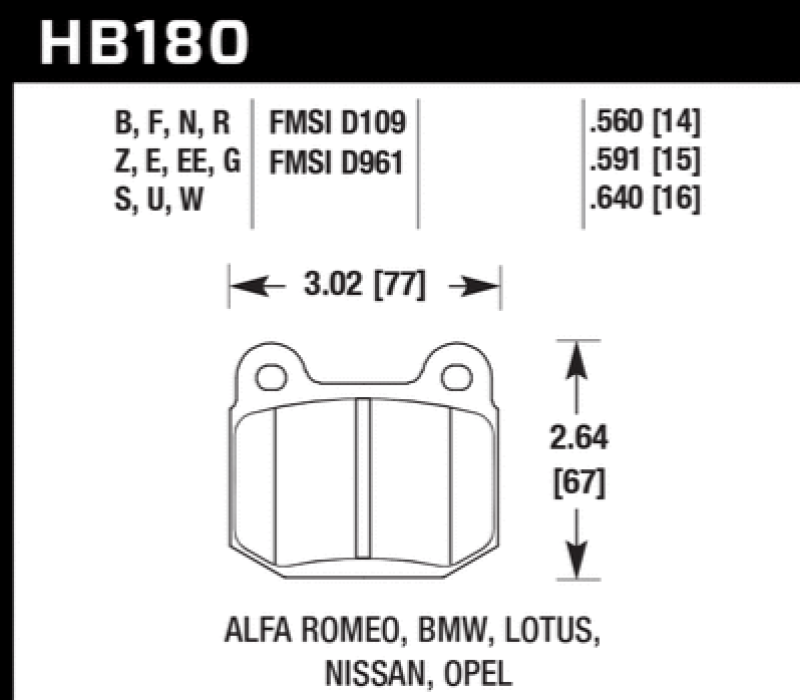 Hawk 1984-1986 Alfa Romeo GTV-6 2.5 HPS 5.0 Front Brake Pads Hawk 1984-1986 Alfa Romeo GTV-6 2.5 HPS 5.0 Front Brake Pads